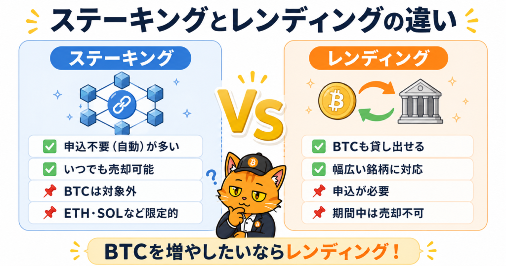 ステーキングとレンディングの違い