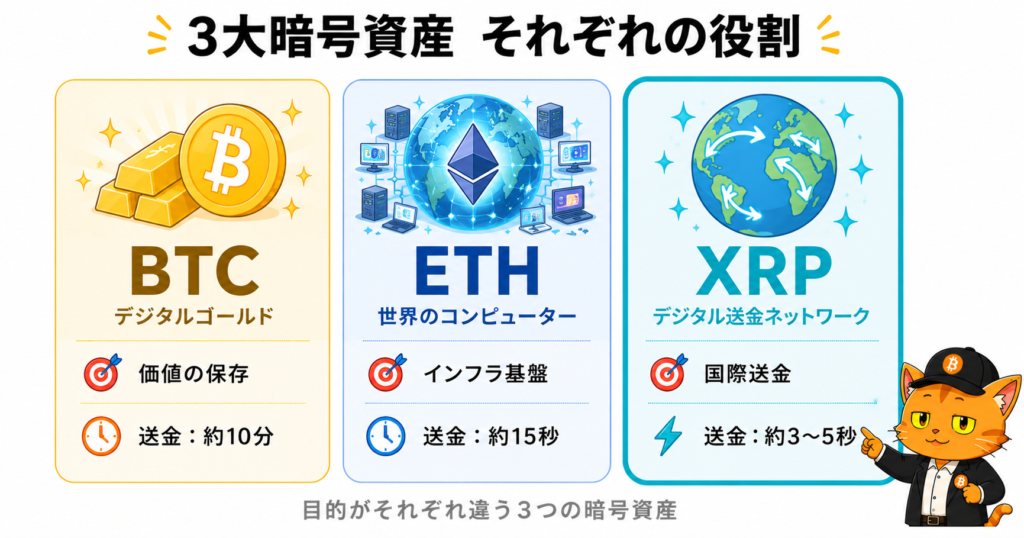 BTC・ETH・XRPの比較