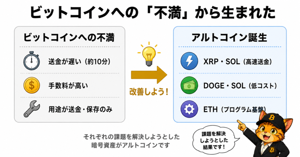 ビットコインの課題と解決アルトコイン